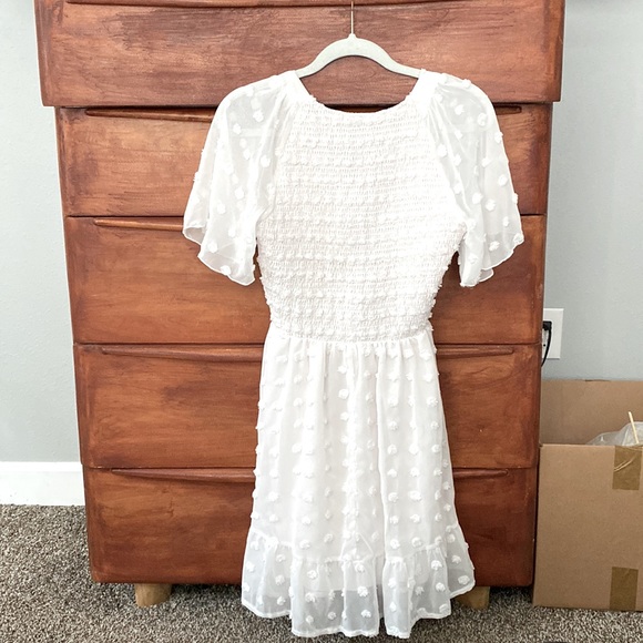 Cute White Smocked Dress - Picture 2 of 3